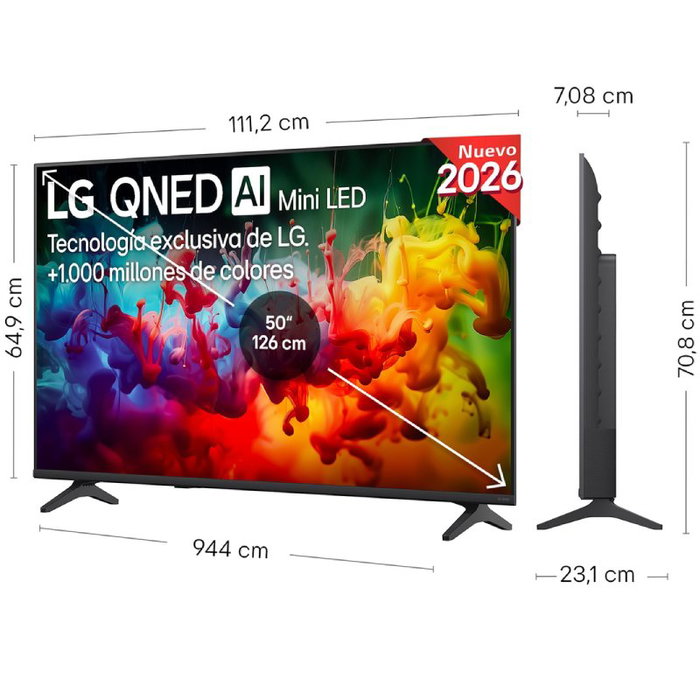 LG Televisor QNED evo AI QNED72B6B 50" Mini LED Ultra HD 4K Smart TV webOS 26